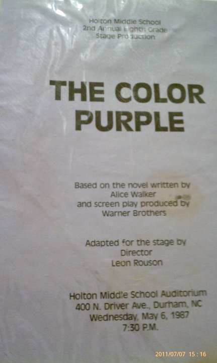 The Color Purple (May 6, 1987) Holton Middle School-Inner City Durham North Carolina